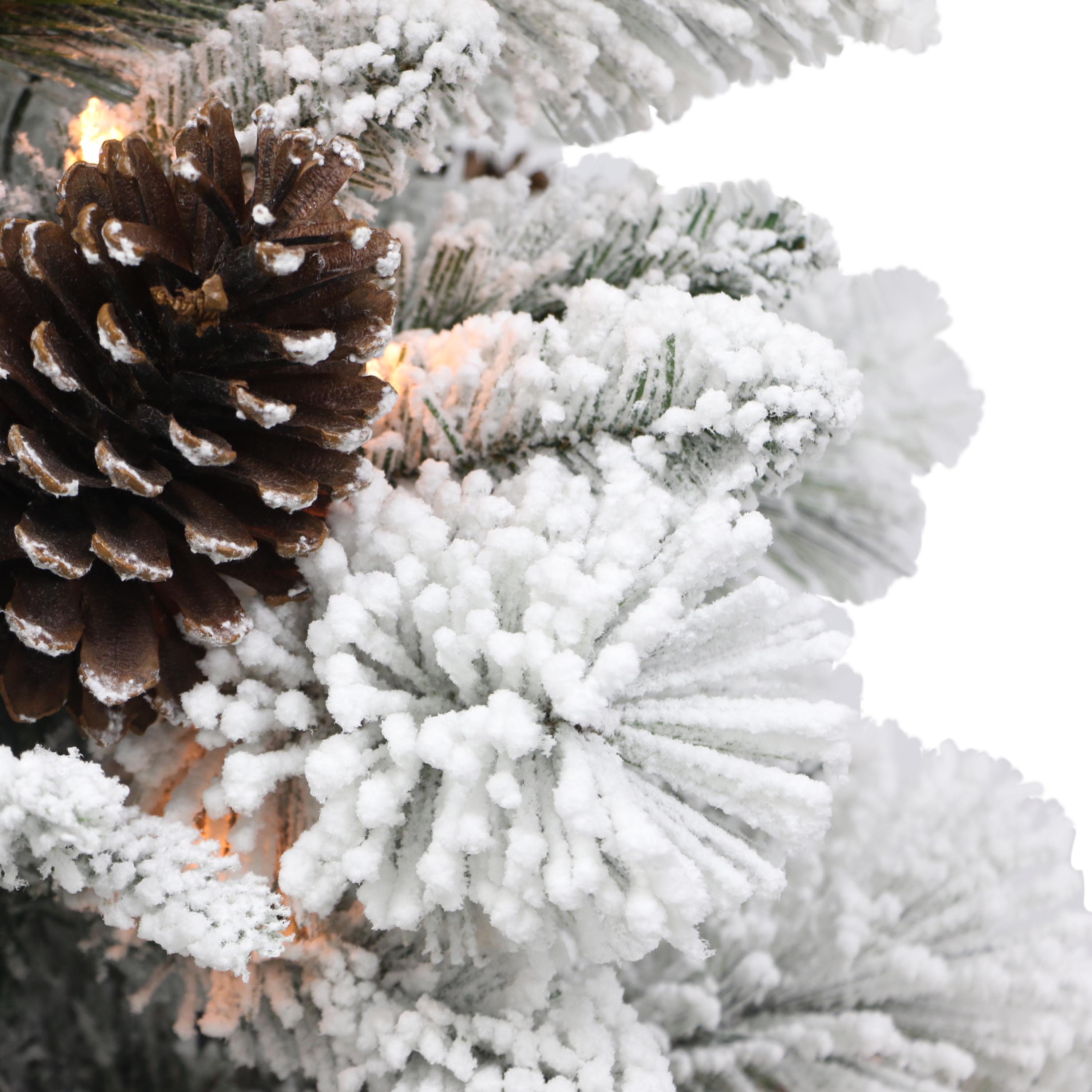 4.5ft Pre-lit Flocked Potted Tree